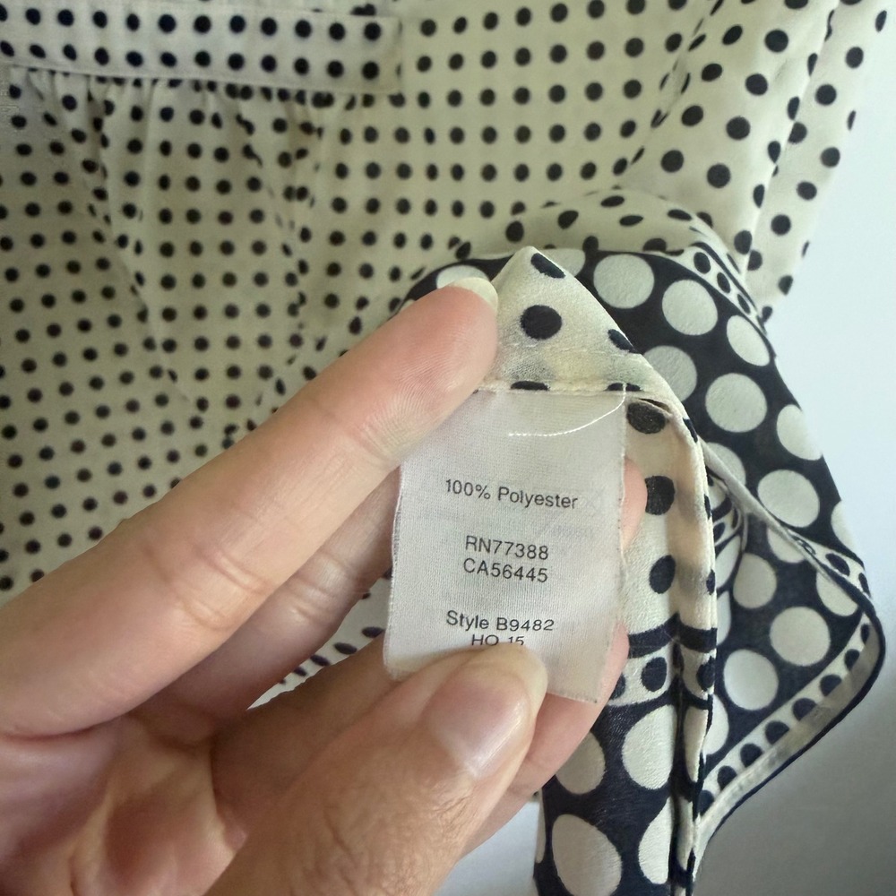 J.Crew Polka Dot Sleeveless Blouse Cream Black B9482 Womens Size 2 - Picture 4 of 4